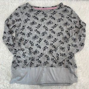 Disney Parks Minnie Mouse All Over Print Grey Long Sleeve Womens US M